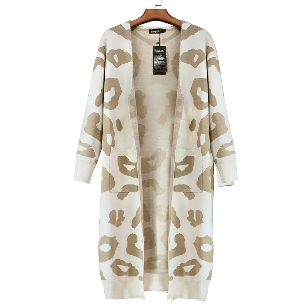 Florcoo Leopard Print Sweet Comfy Cardigan Tops Sweater(3 Colors)
