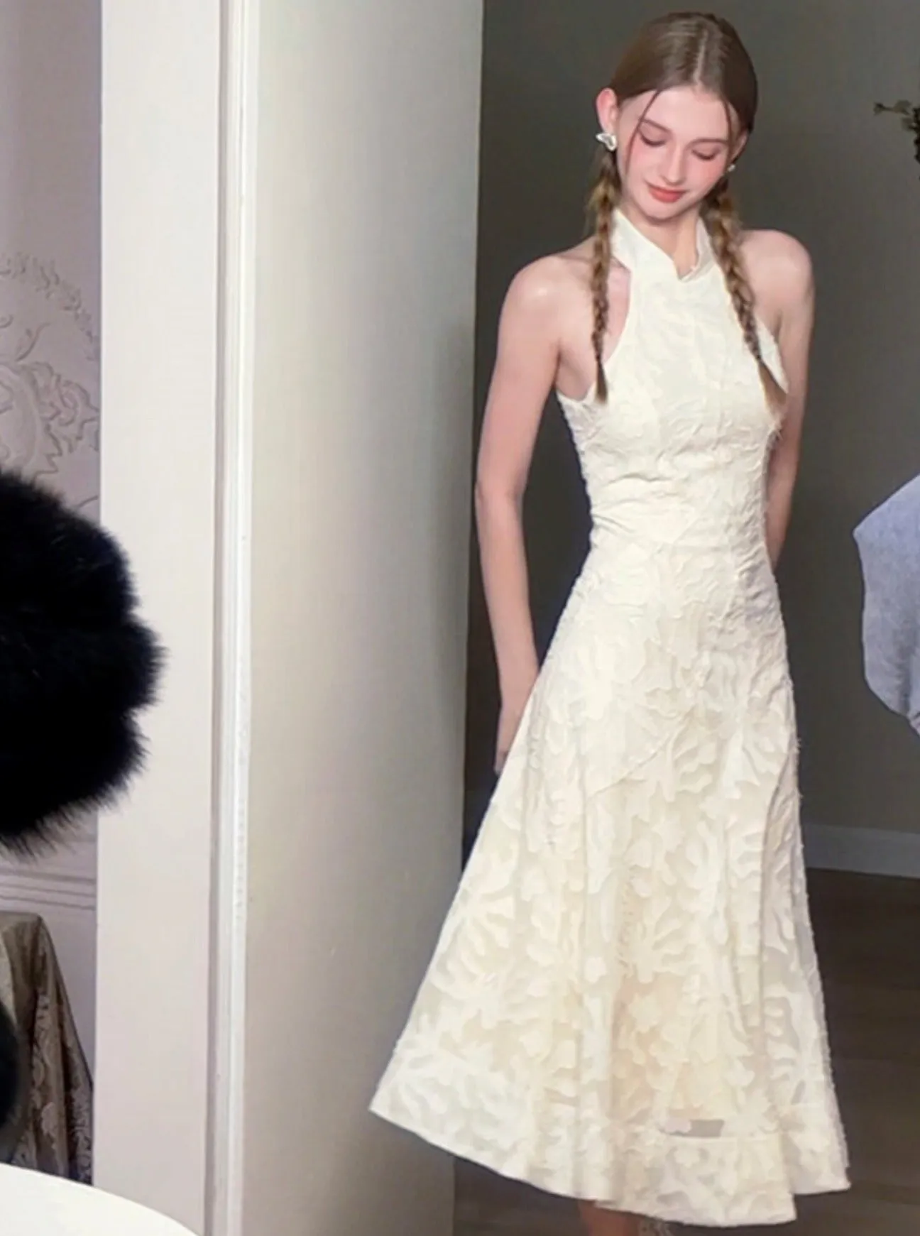 French Feminine White Dress