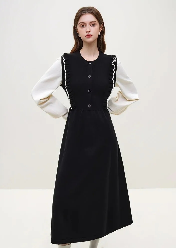 FRENCH STYLE KNIT TWO PIECE DRESS