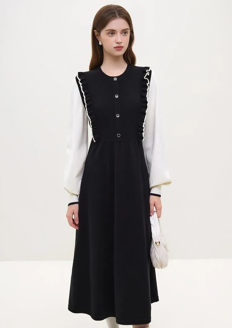 FRENCH STYLE KNIT TWO PIECE DRESS
