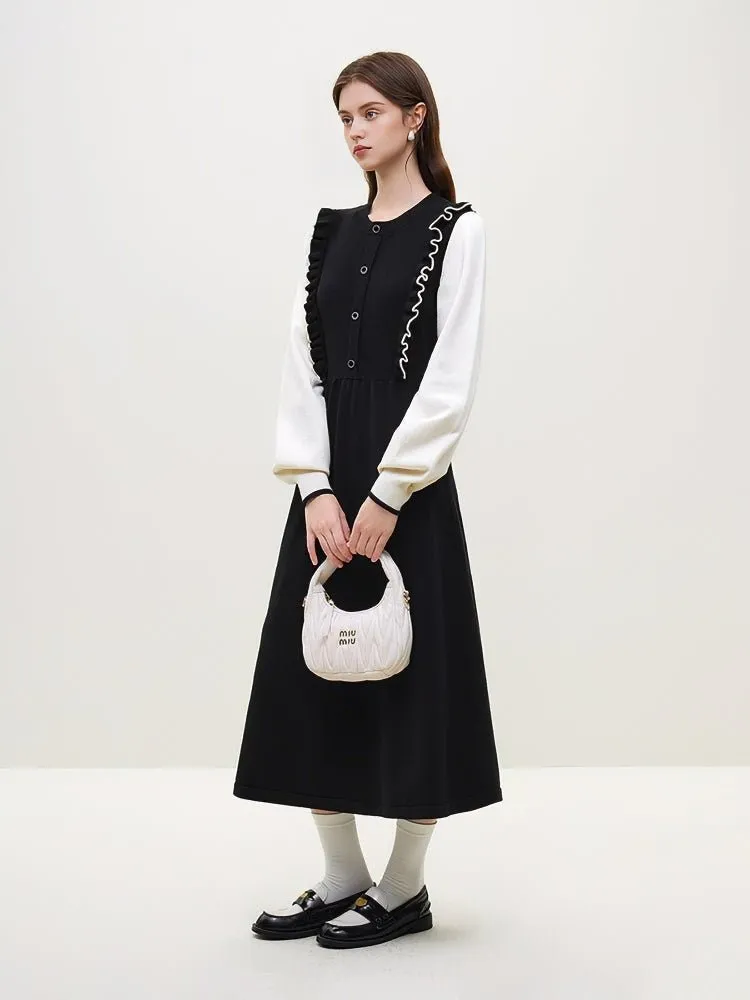 FRENCH STYLE KNIT TWO PIECE DRESS