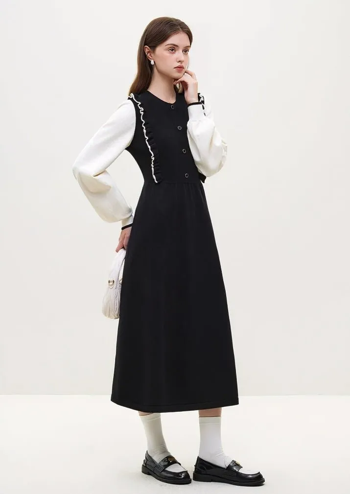 FRENCH STYLE KNIT TWO PIECE DRESS