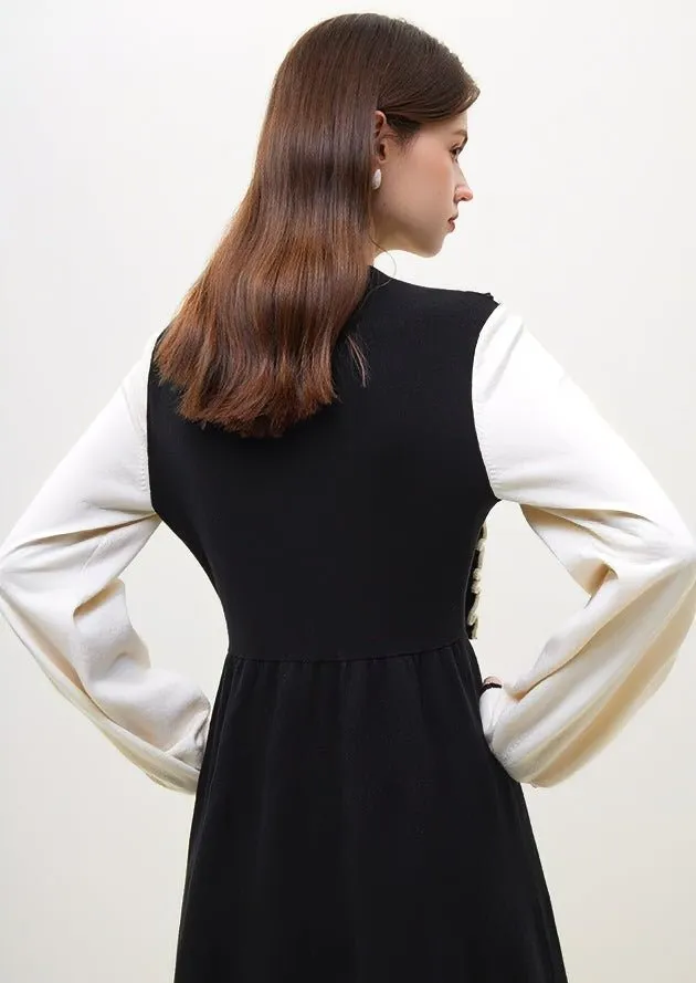 FRENCH STYLE KNIT TWO PIECE DRESS