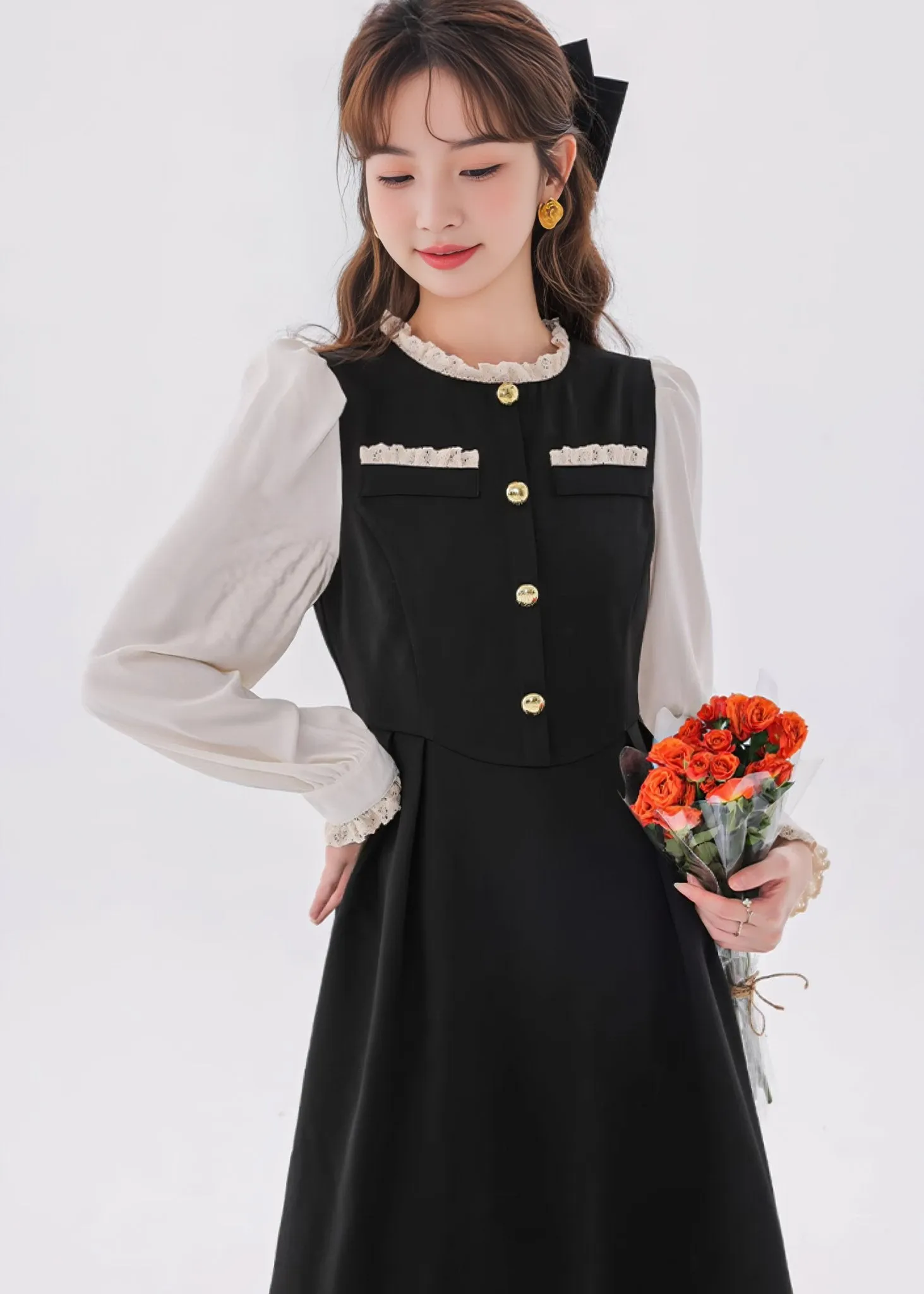 FRILL EDGE SWITCHING DRESS