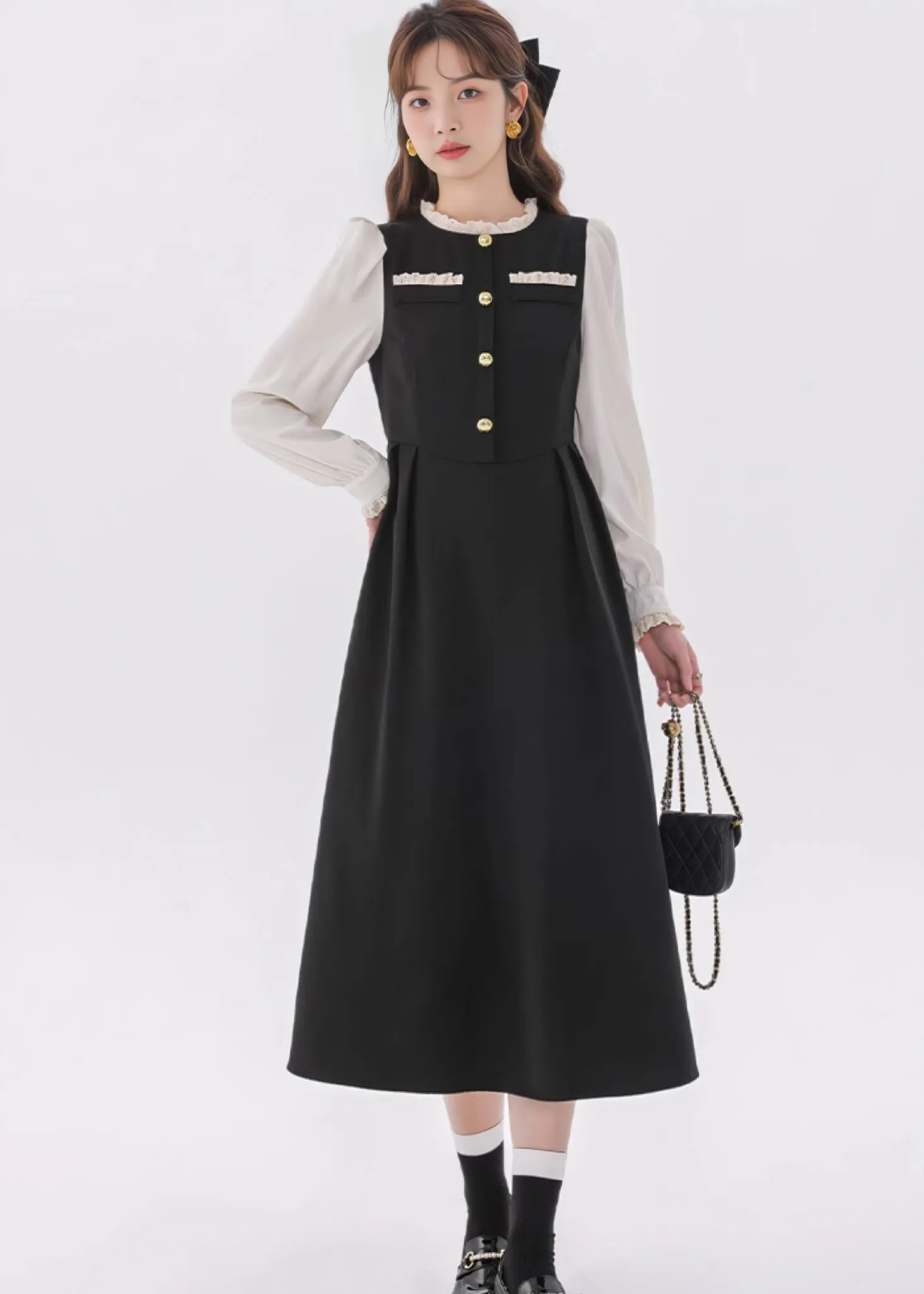 FRILL EDGE SWITCHING DRESS