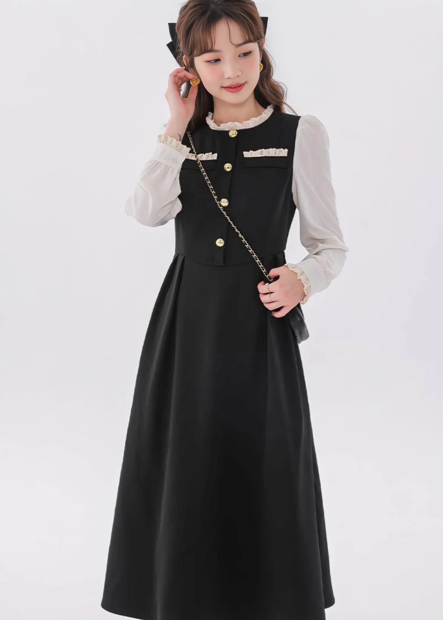 FRILL EDGE SWITCHING DRESS