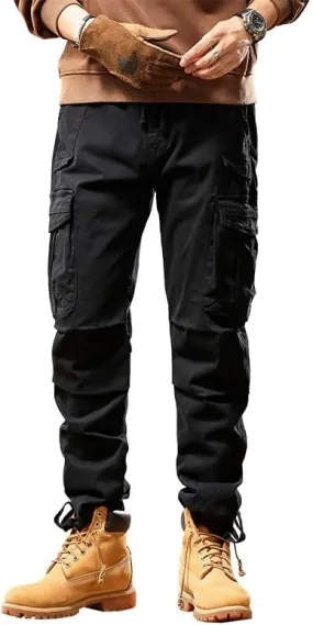 G-STONE Men's Cargo Pants Large Pocket Cinched Drawstring Legs Fashion Relaxed Fit Hiking Trousers Outdoor Stretch Pant