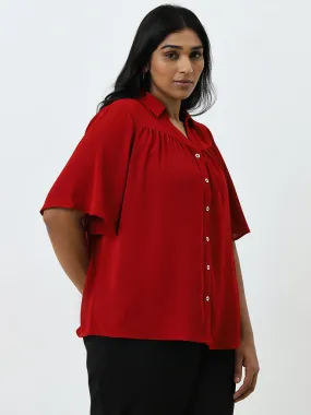 Gia Red Solid Blouse
