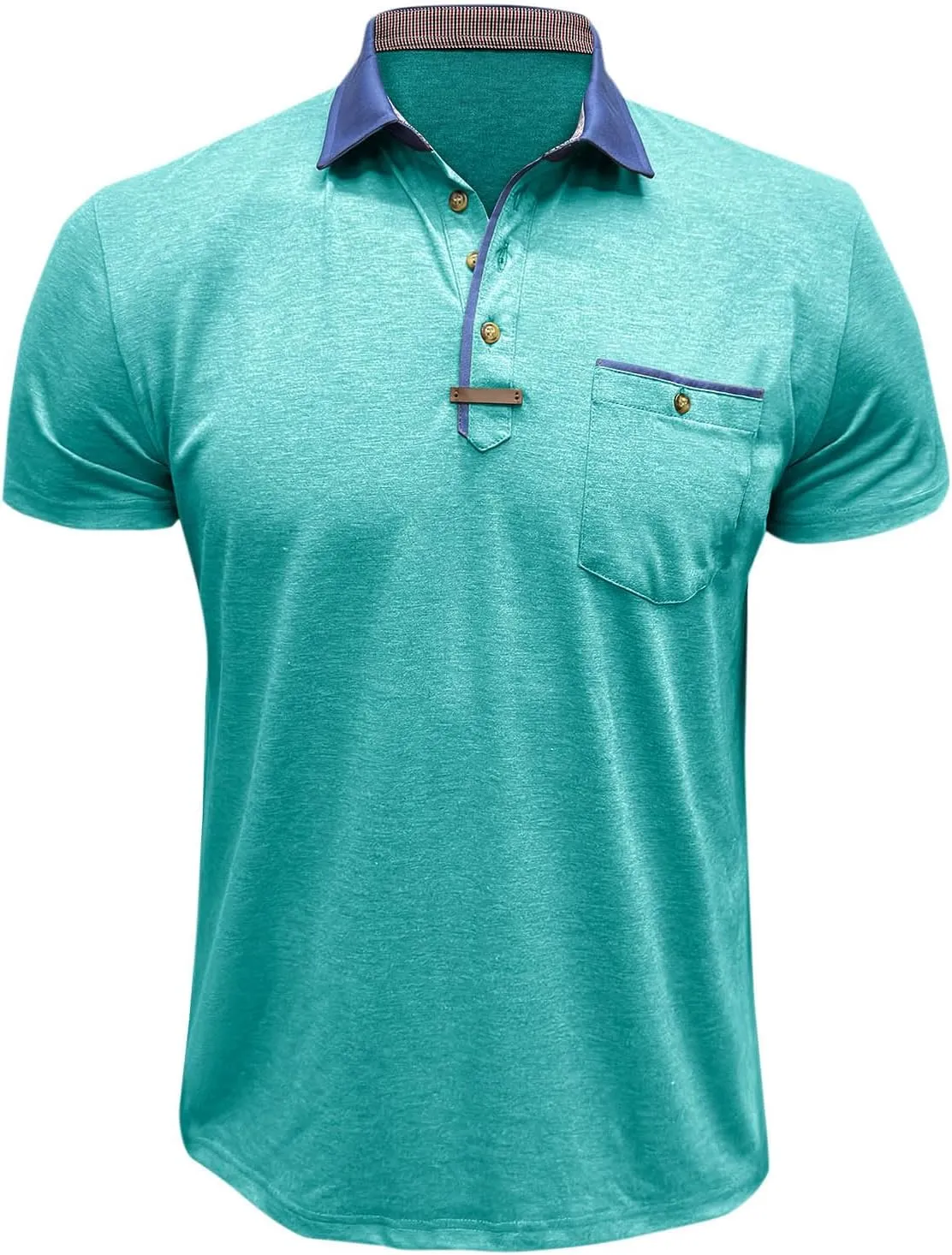 Golf Polos for Men Casual Shirts Classic Button Basic Short Sleeve Shirt Solid Tees Golf Stylish Tops with Pocket