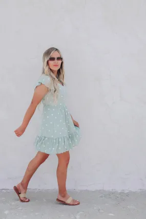 Herbal Mist Dot Print Sundress