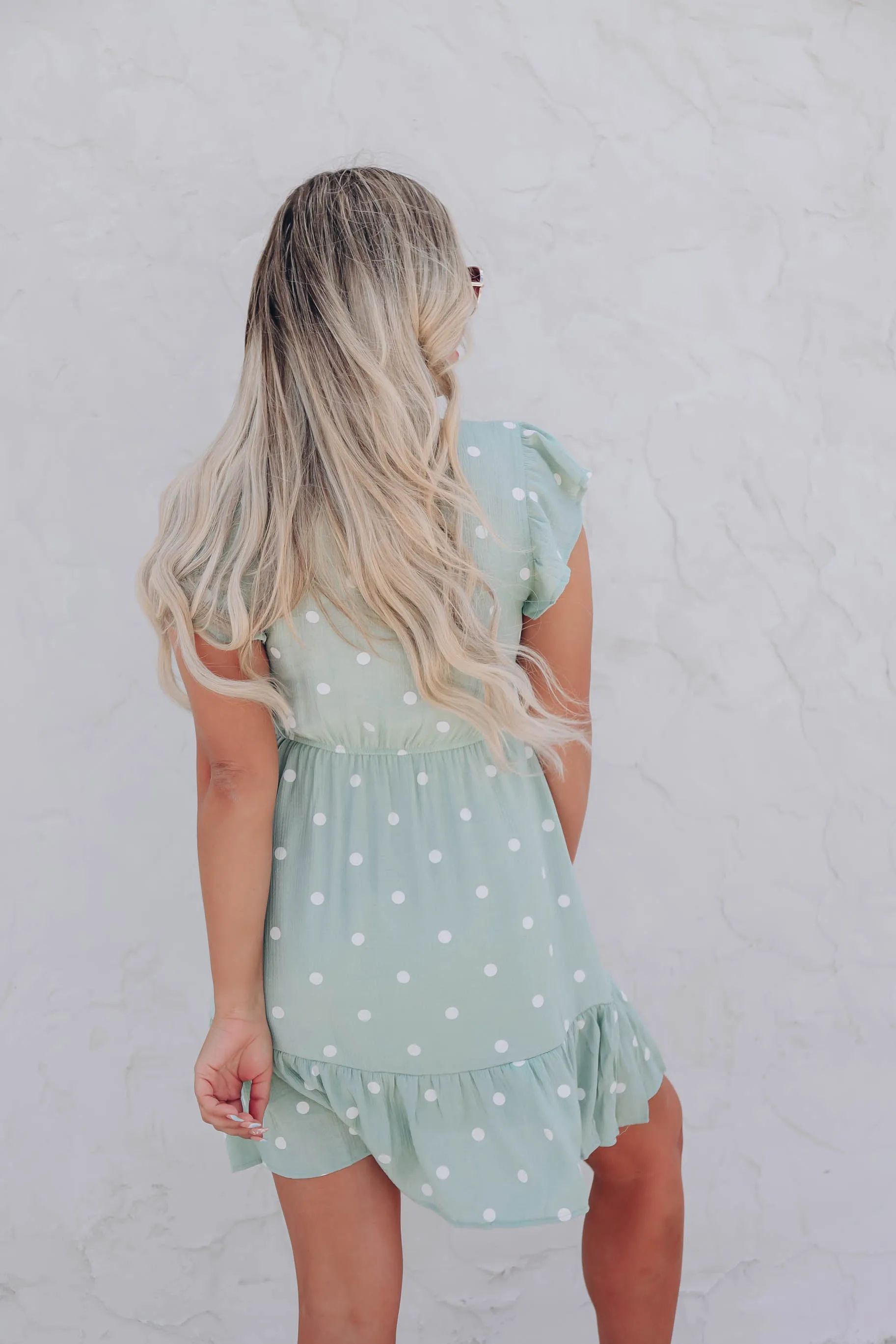 Herbal Mist Dot Print Sundress