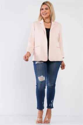 Junior Plus Light Blush Classic Open Front Blazer /1-2-1-1