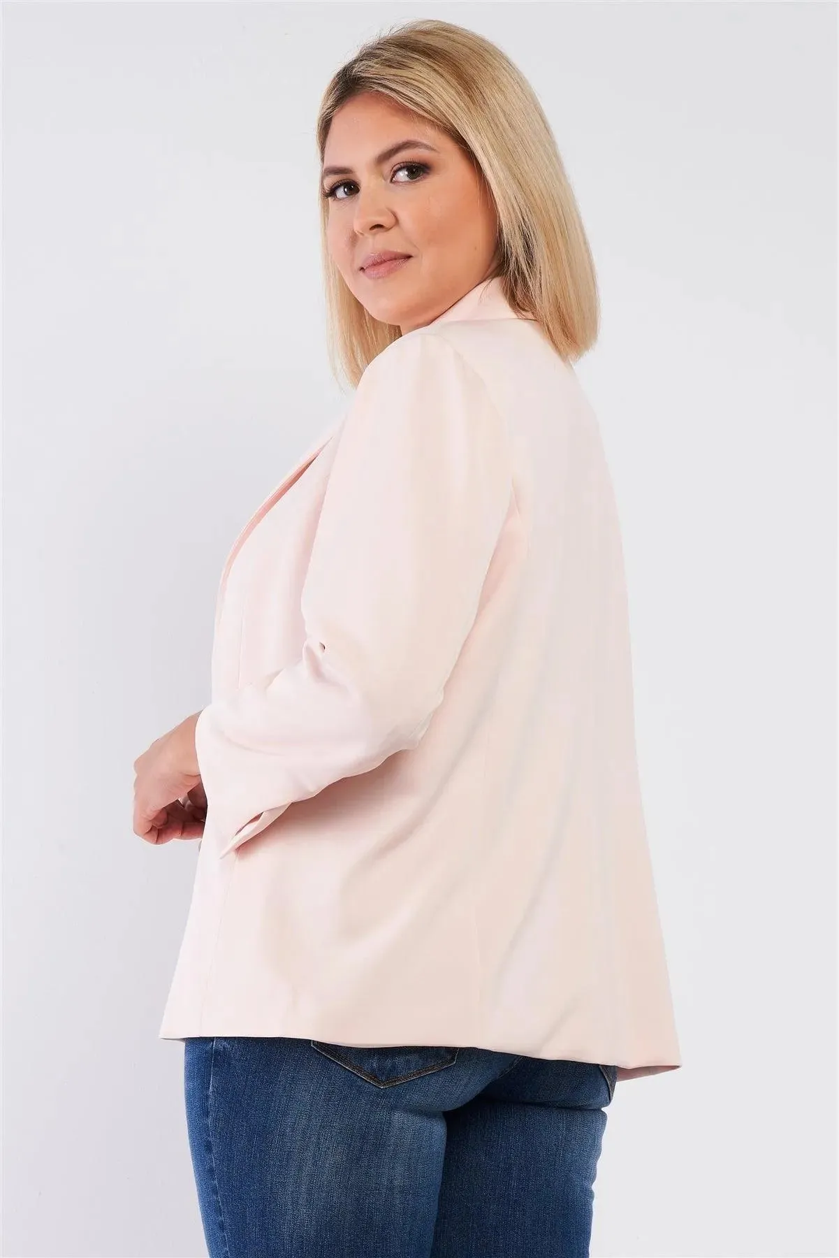 Junior Plus Light Blush Classic Open Front Blazer /1-2-1-1