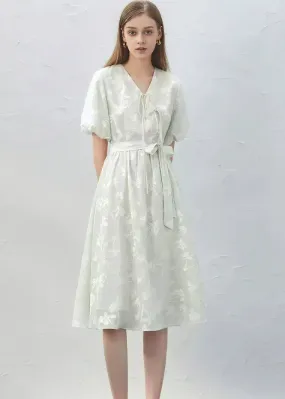 LACE UP EMBROIDERY DRESS