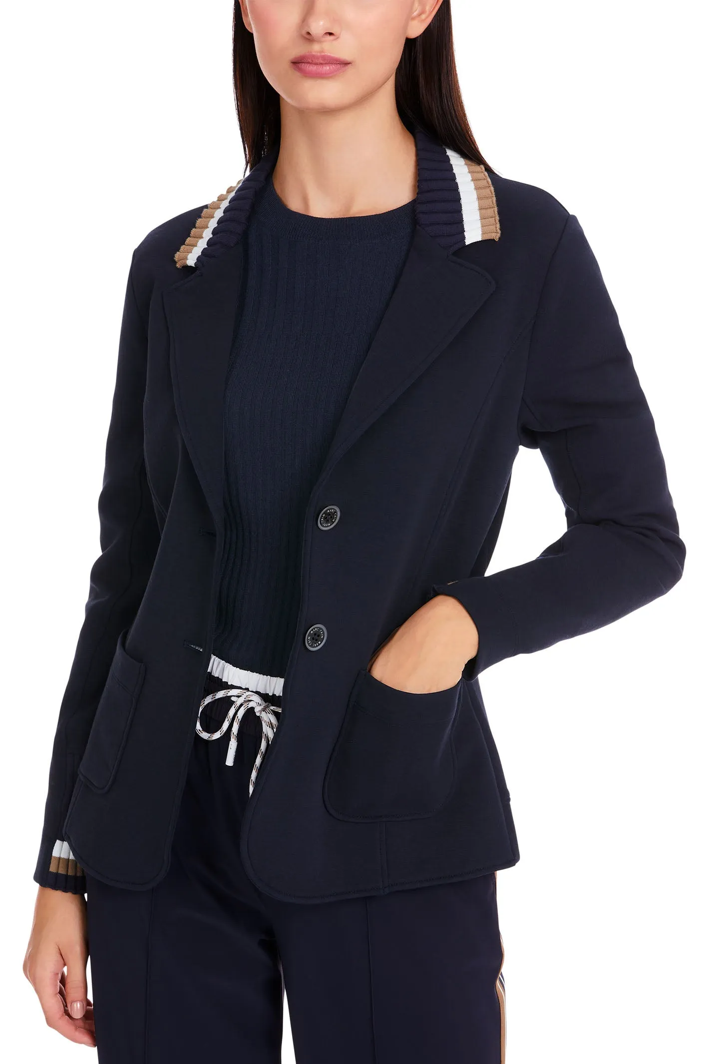 Marc Cain Sports Blazer Jacket Jersey Navy YS 34.14 J09 394