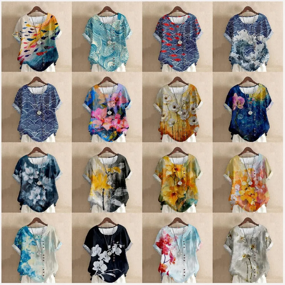 MARSVOVO Casual Short Sleeve T Shirt for Women Crewneck Oversized Tops Lightweight Soft