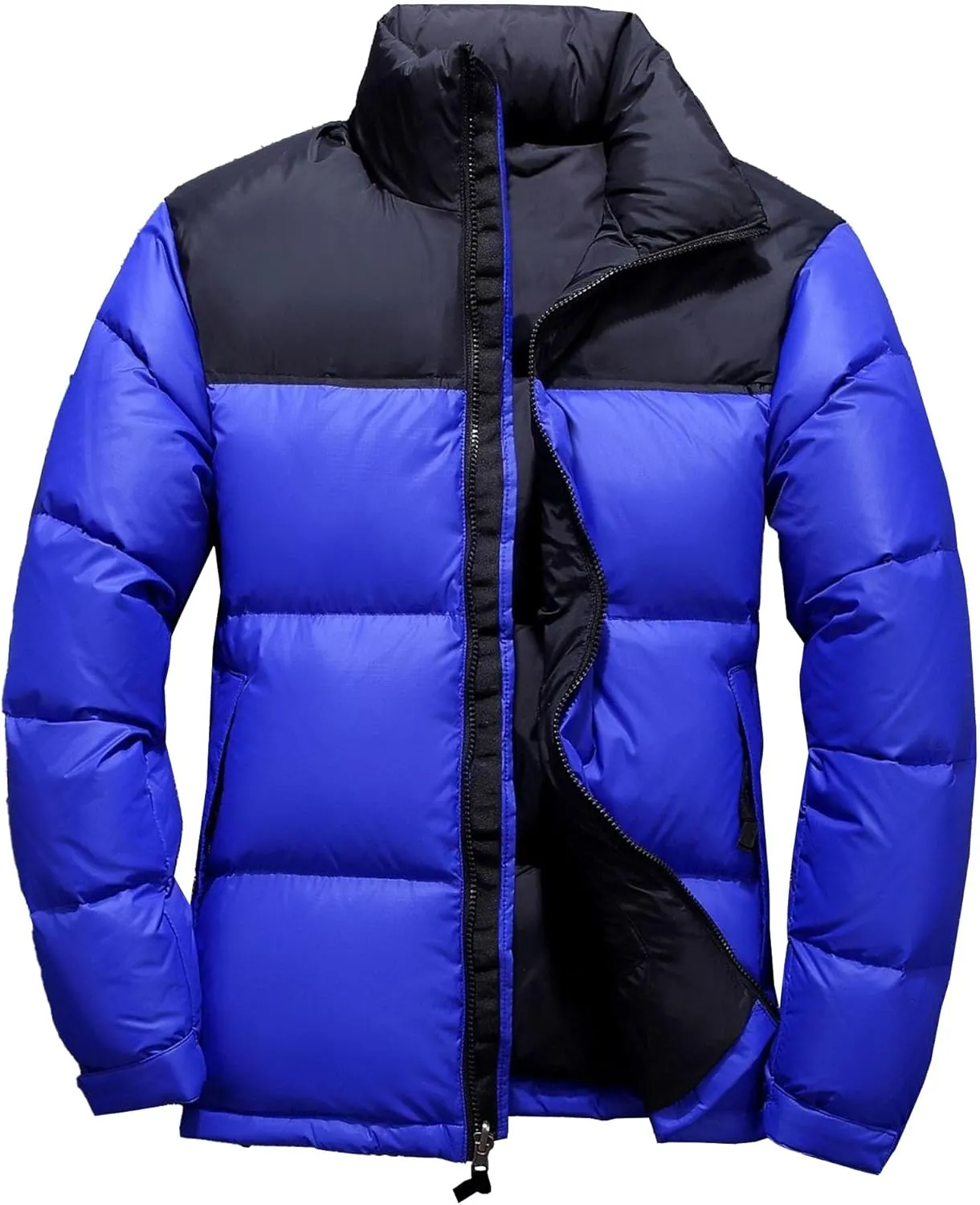 Mens Retro Bubble Puffer Jacket Stylish Stand Collar Duck Down Coats Short Casual Color Down Jackets