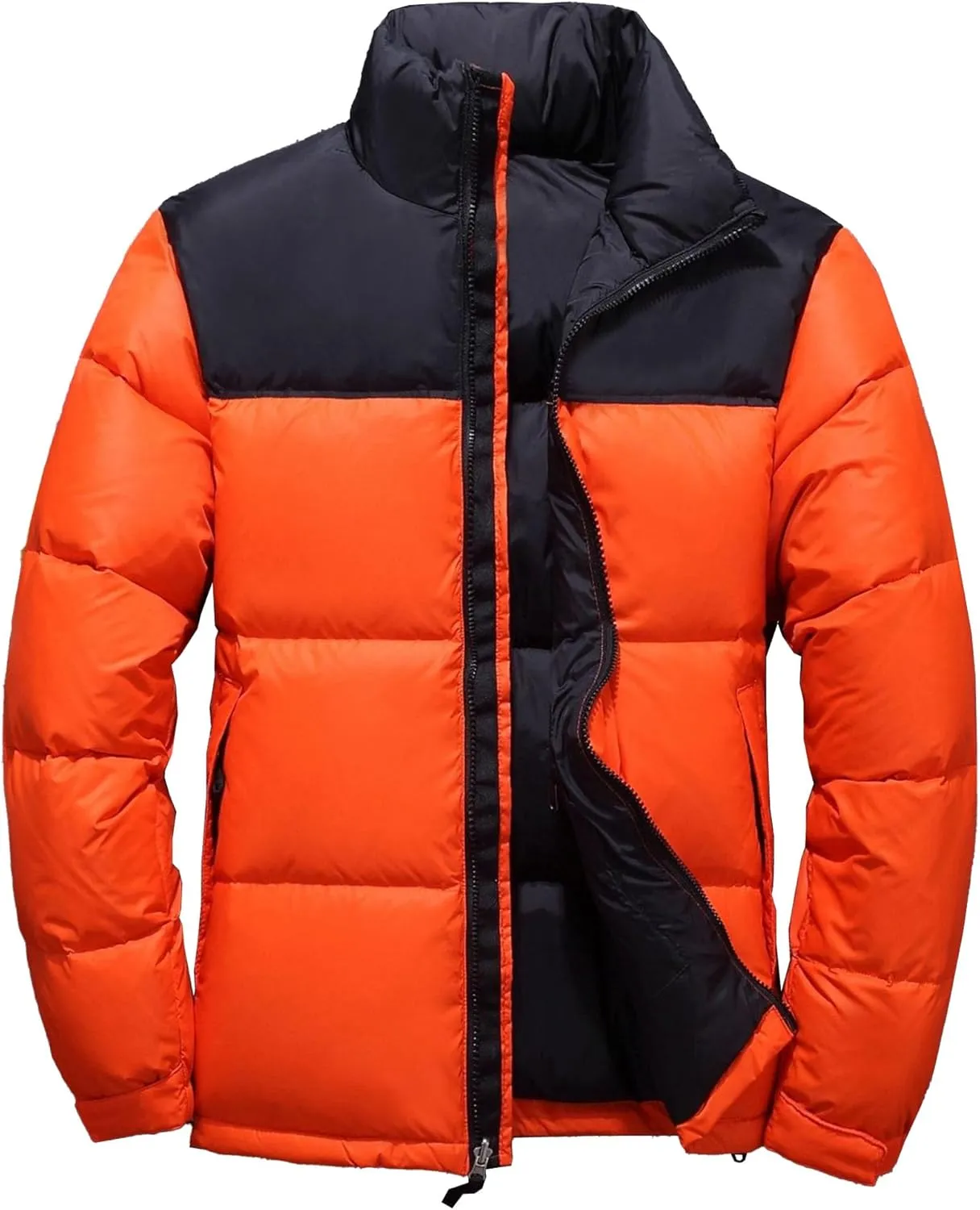 Mens Retro Bubble Puffer Jacket Stylish Stand Collar Duck Down Coats Short Casual Color Down Jackets