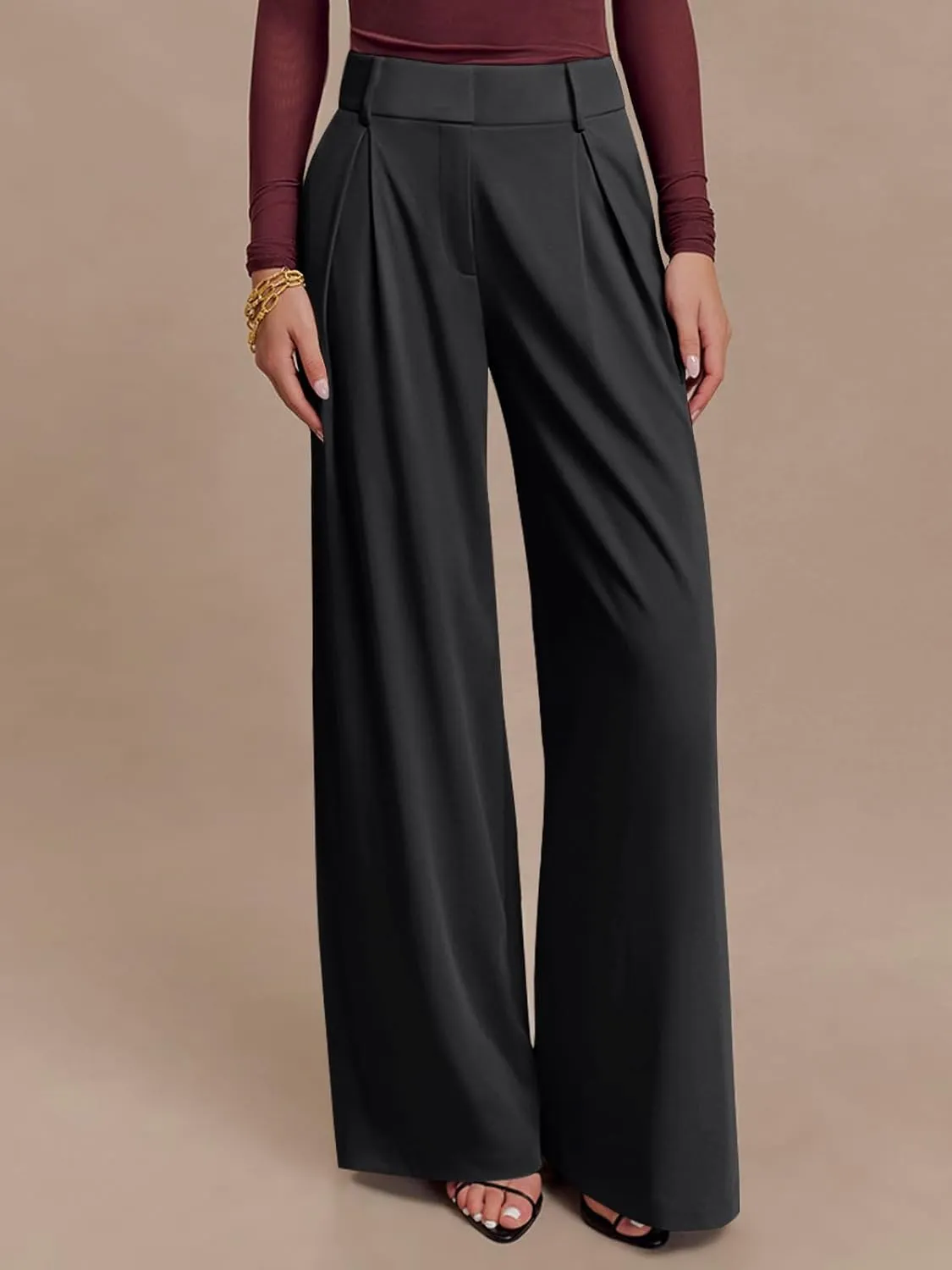NIMIN High Waisted Dressy Pants for Women Straight Leg Business Casual Work Trousers Office Slacks with Pockets
