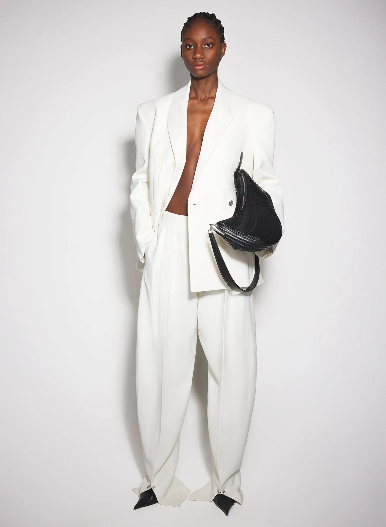 off-white pierced loose tailored trousers