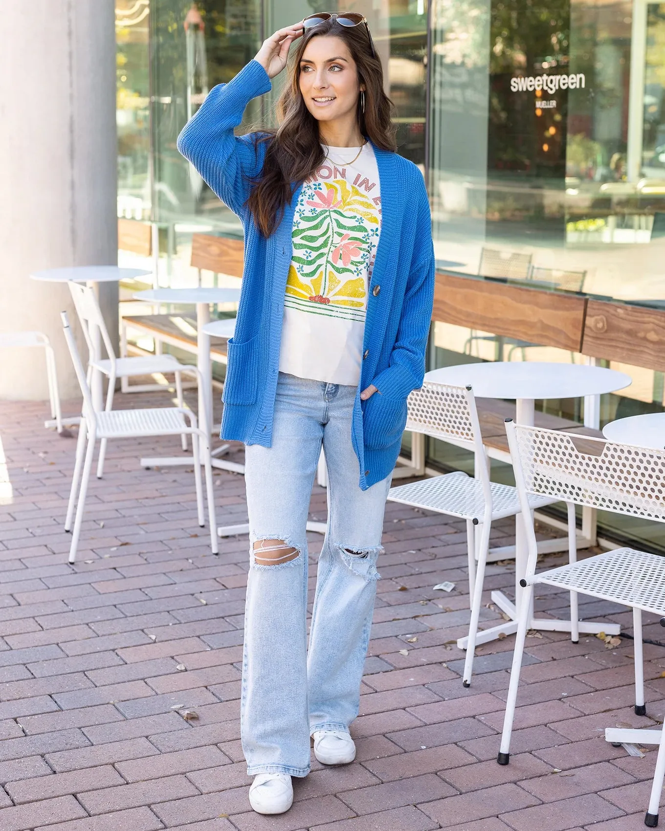 Oversized Comfy Knit Blue Cardigan