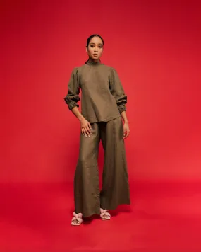 PLUM LINEN BLOUSE KHAKI