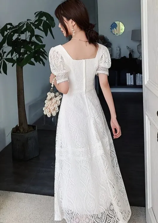 PUFF SLEEVE FRENCH LACE DRESS