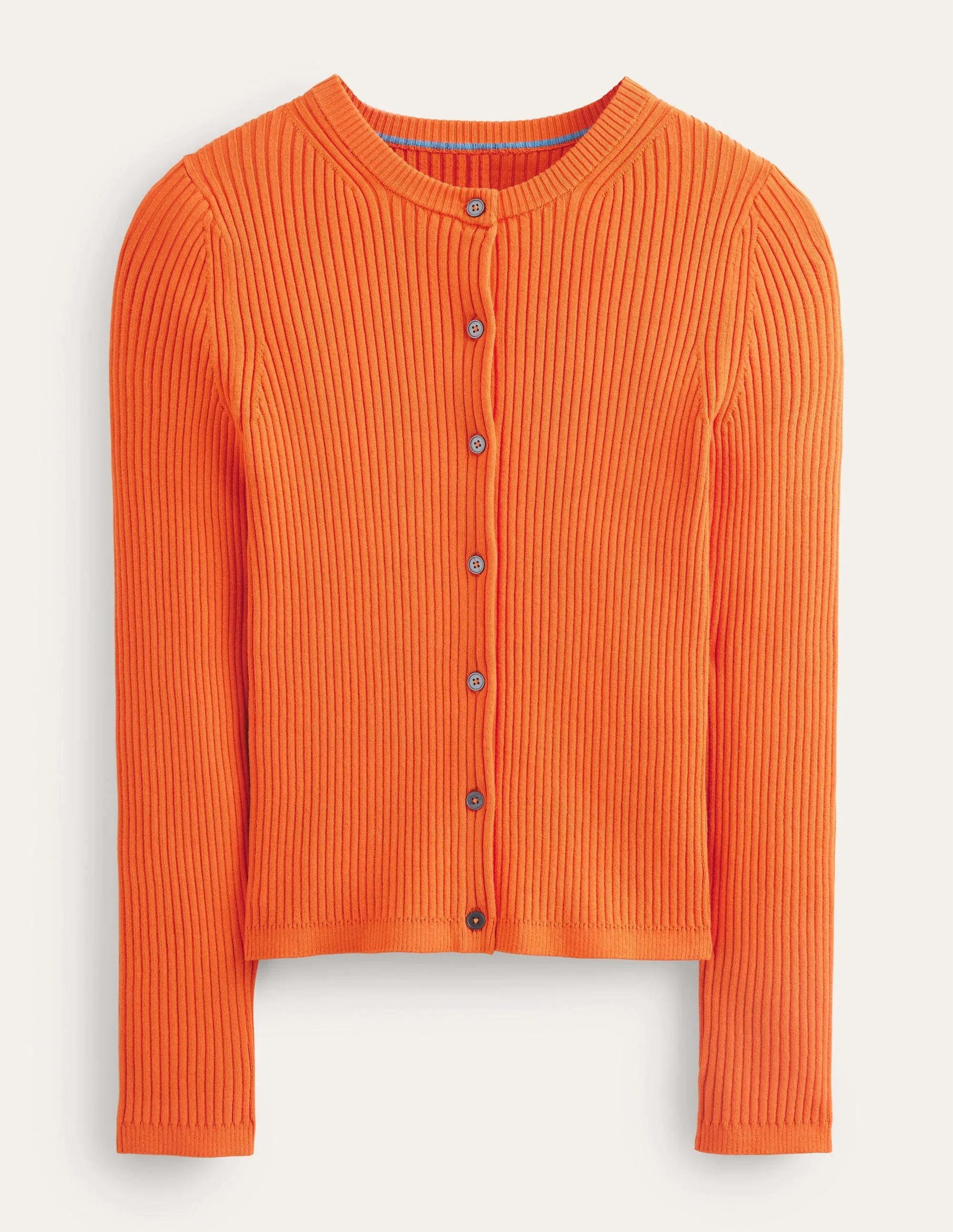 Ribbed Detail Cardigan-Kumquat