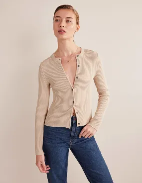 Ribbed Detail Cardigan-Rope