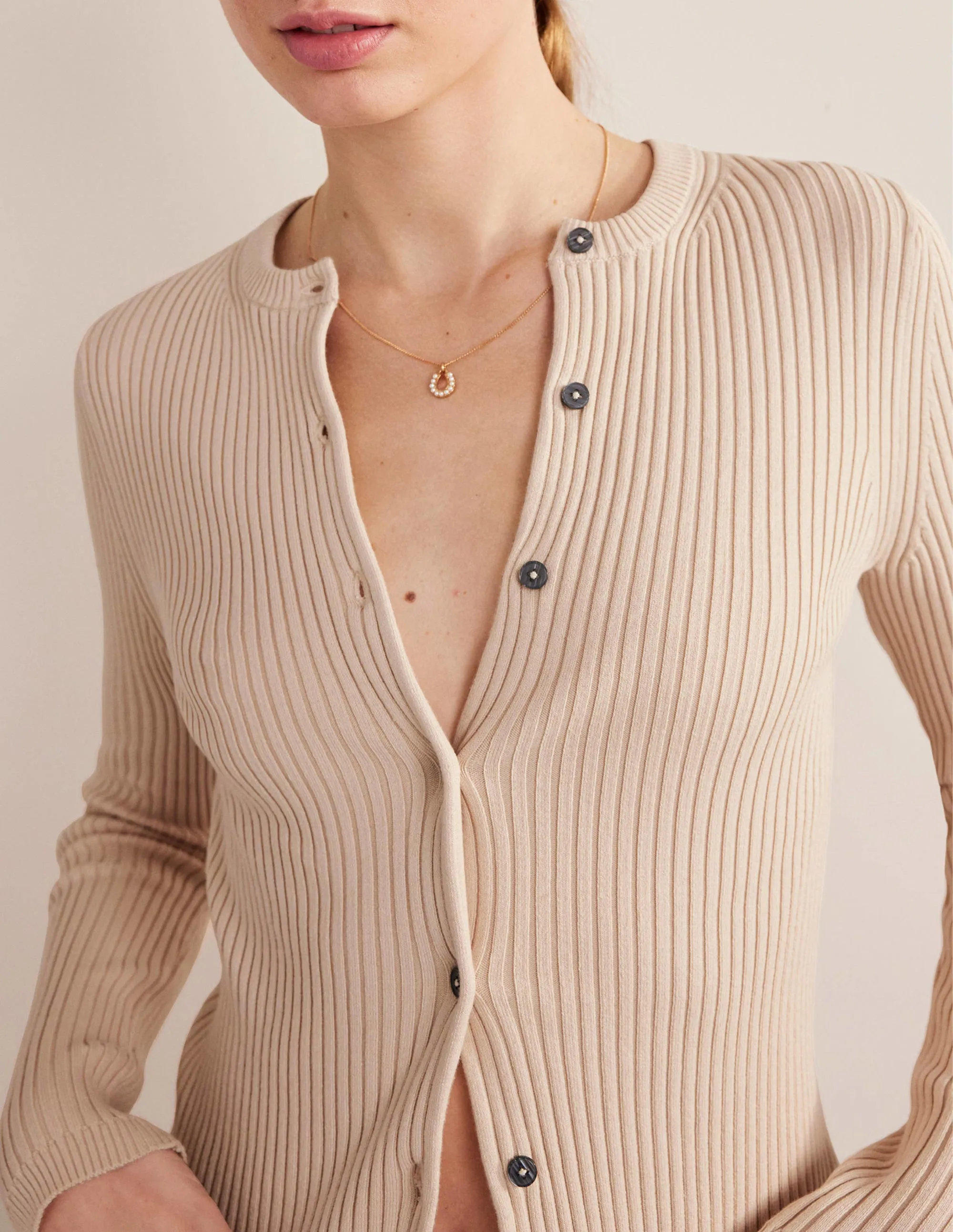 Ribbed Detail Cardigan-Rope