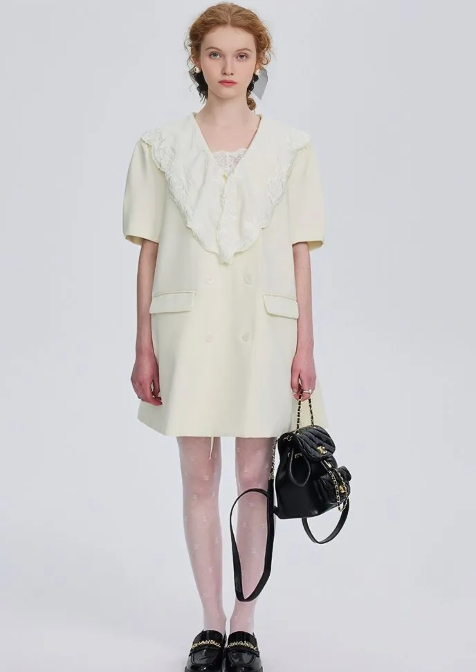 RUFFLE DOUBLE BREASTED DRESS