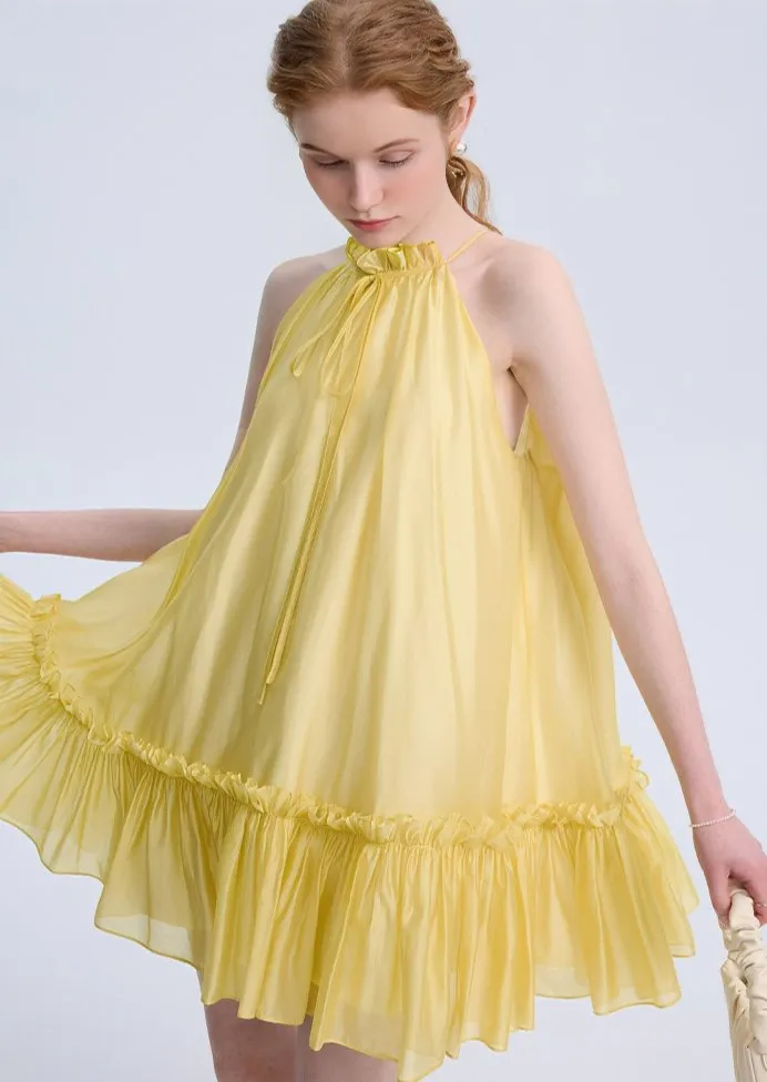 RUFFLE HALTER NECK DRESS