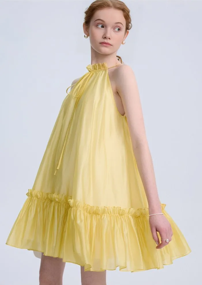 RUFFLE HALTER NECK DRESS