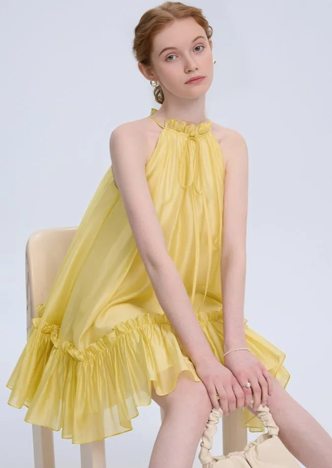 RUFFLE HALTER NECK DRESS
