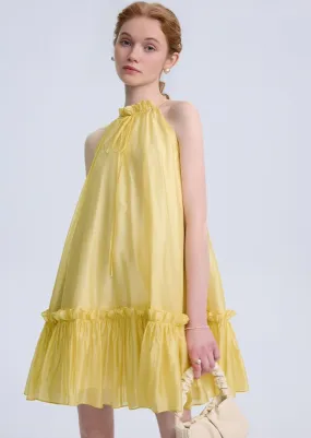 RUFFLE HALTER NECK DRESS
