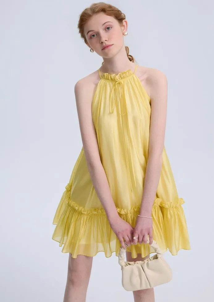 RUFFLE HALTER NECK DRESS
