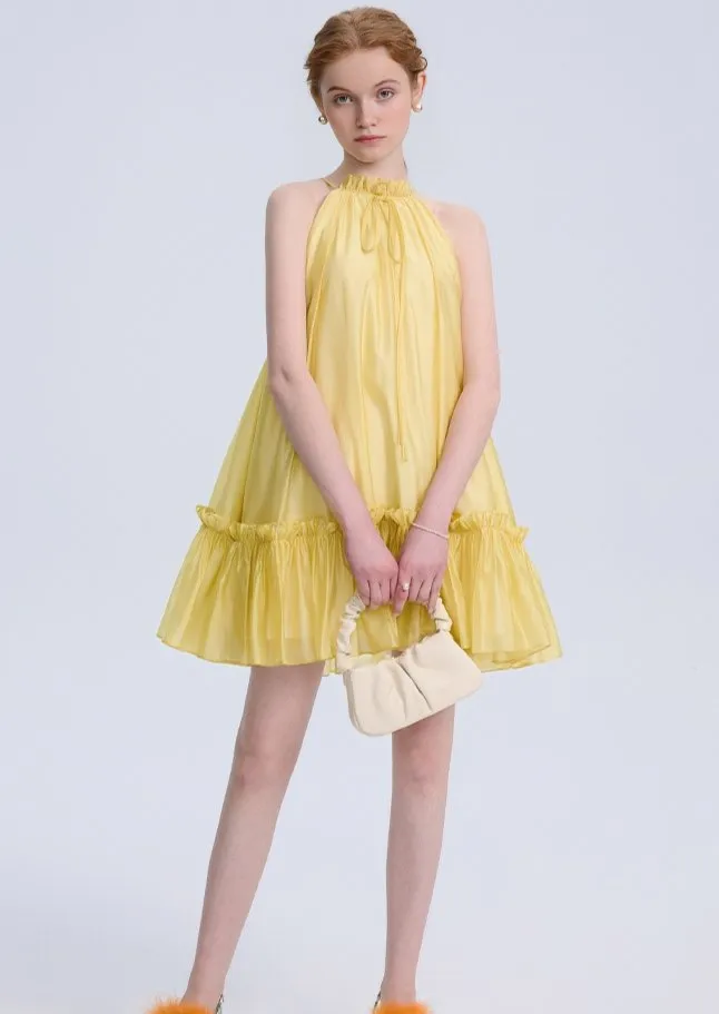 RUFFLE HALTER NECK DRESS