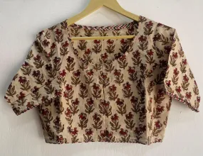 Sayali | Pure Cotton Hand Block Print Boat Neck Blouse