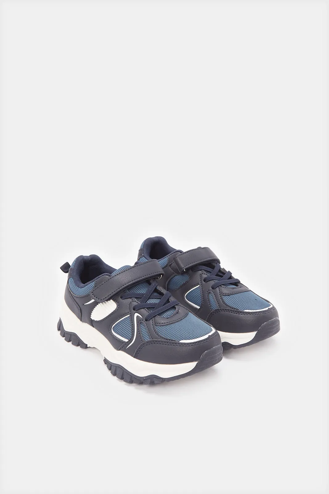 Senior Boys Navy Colour Block Sneakers