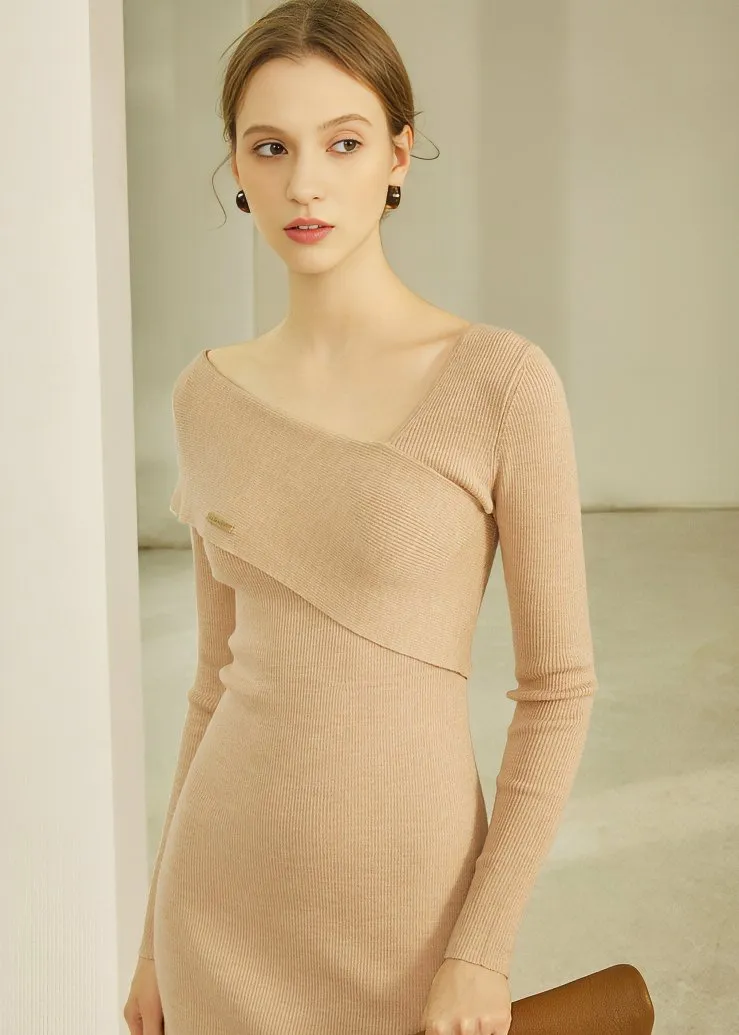 SLICE NECK IRREGULAR DRESS