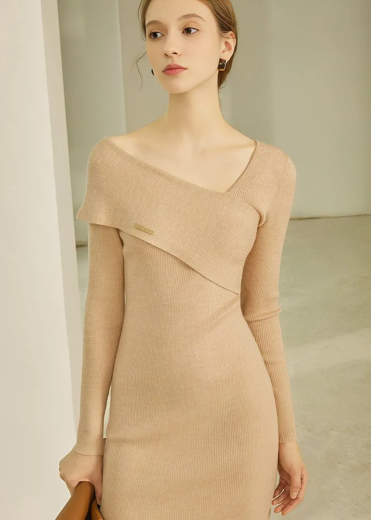 SLICE NECK IRREGULAR DRESS