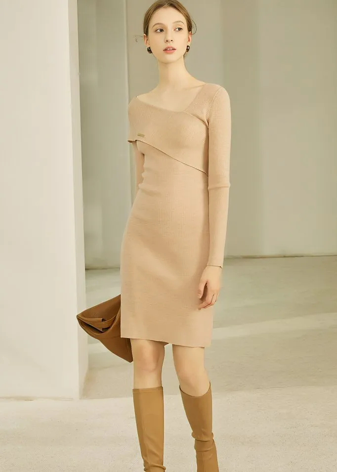 SLICE NECK IRREGULAR DRESS