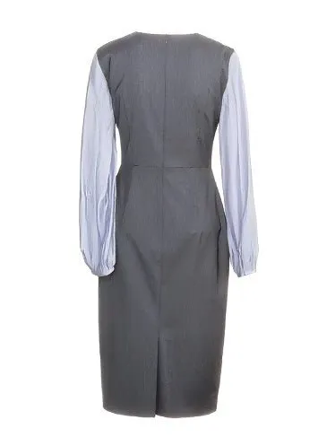 STITCHED GRAY SLIM DRESS