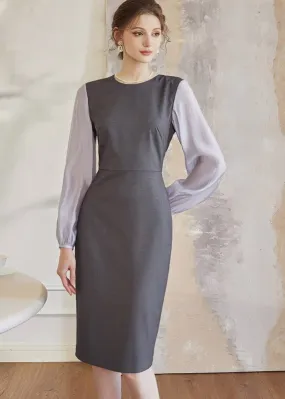 STITCHED GRAY SLIM DRESS