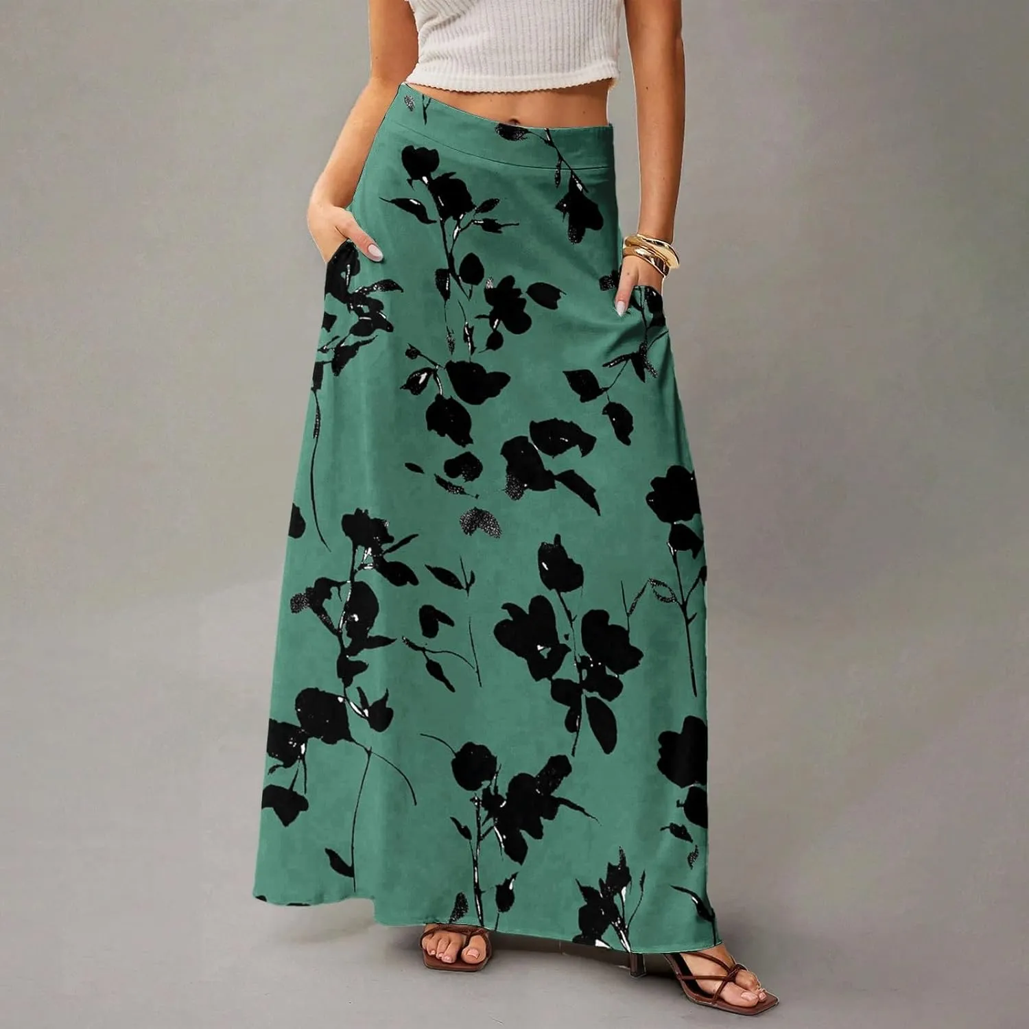 Summer Skirts for Women, Boho Maxi Vacation Beach Flowy Casual Womens Skirts