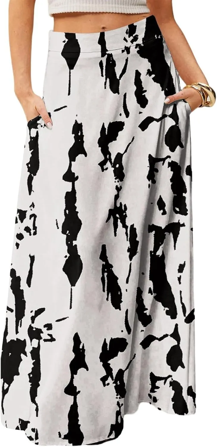Summer Skirts for Women, Boho Maxi Vacation Beach Flowy Casual Womens Skirts