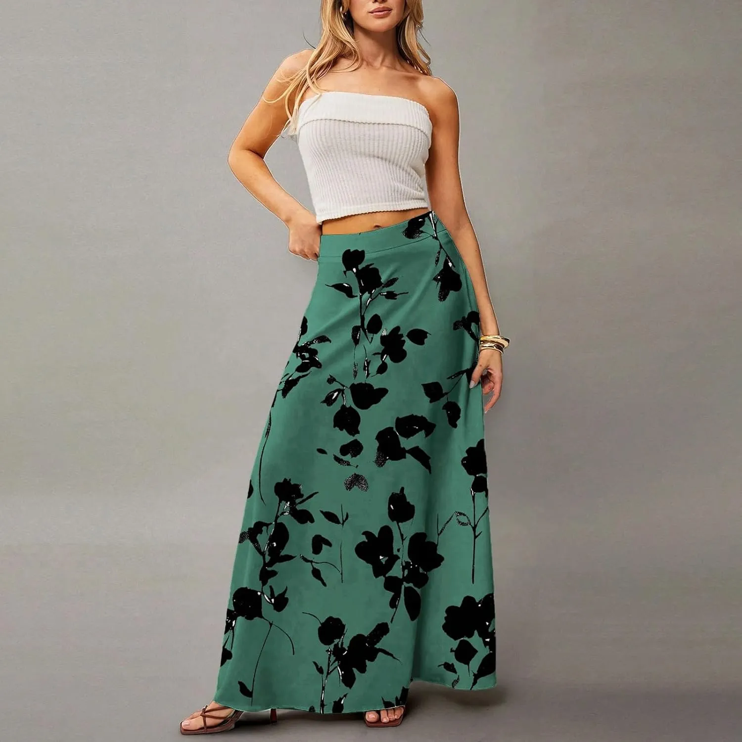 Summer Skirts for Women, Boho Maxi Vacation Beach Flowy Casual Womens Skirts