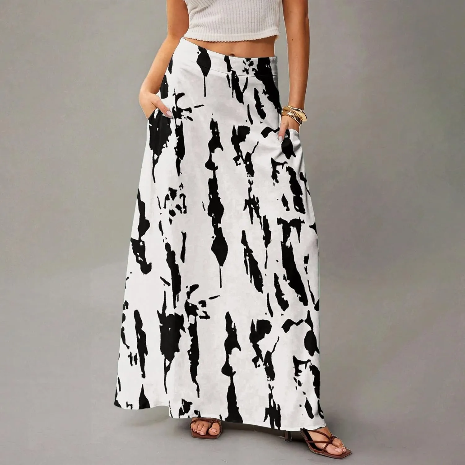 Summer Skirts for Women, Boho Maxi Vacation Beach Flowy Casual Womens Skirts