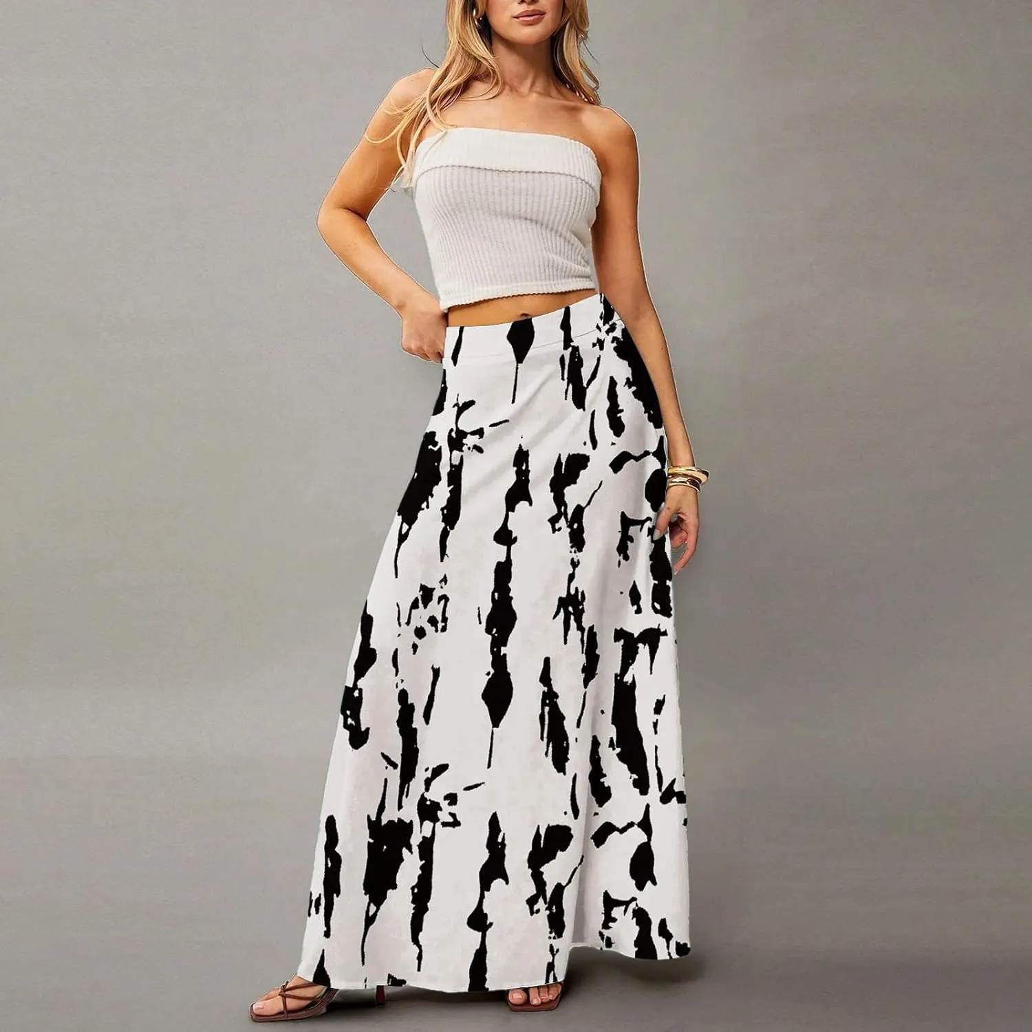 Summer Skirts for Women, Boho Maxi Vacation Beach Flowy Casual Womens Skirts