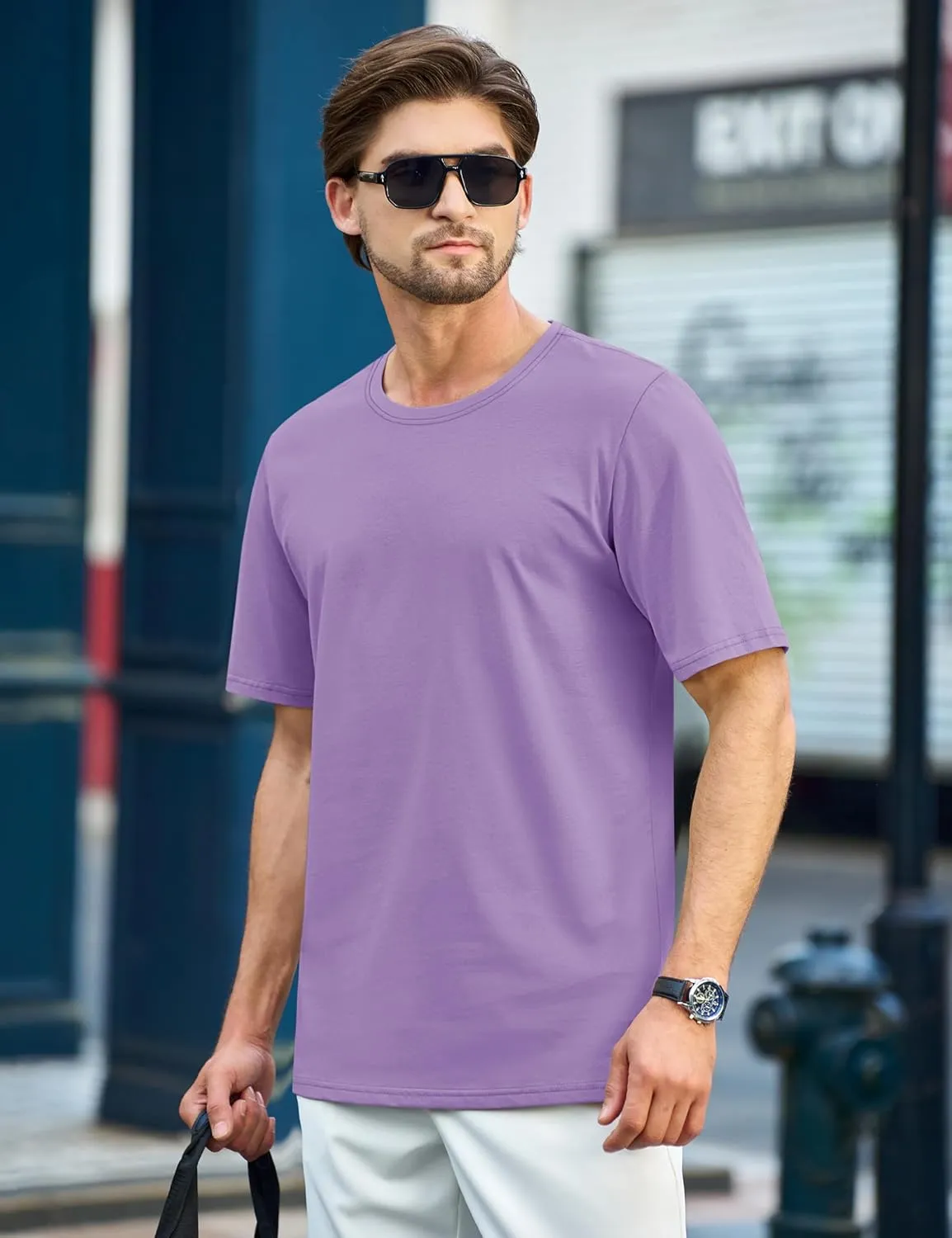 TACVASEN Mens Cotton T Shirt Casual Summer Tshirt Crew-Neck Short Sleeve Soft Tee Classic Basic T-Shirt